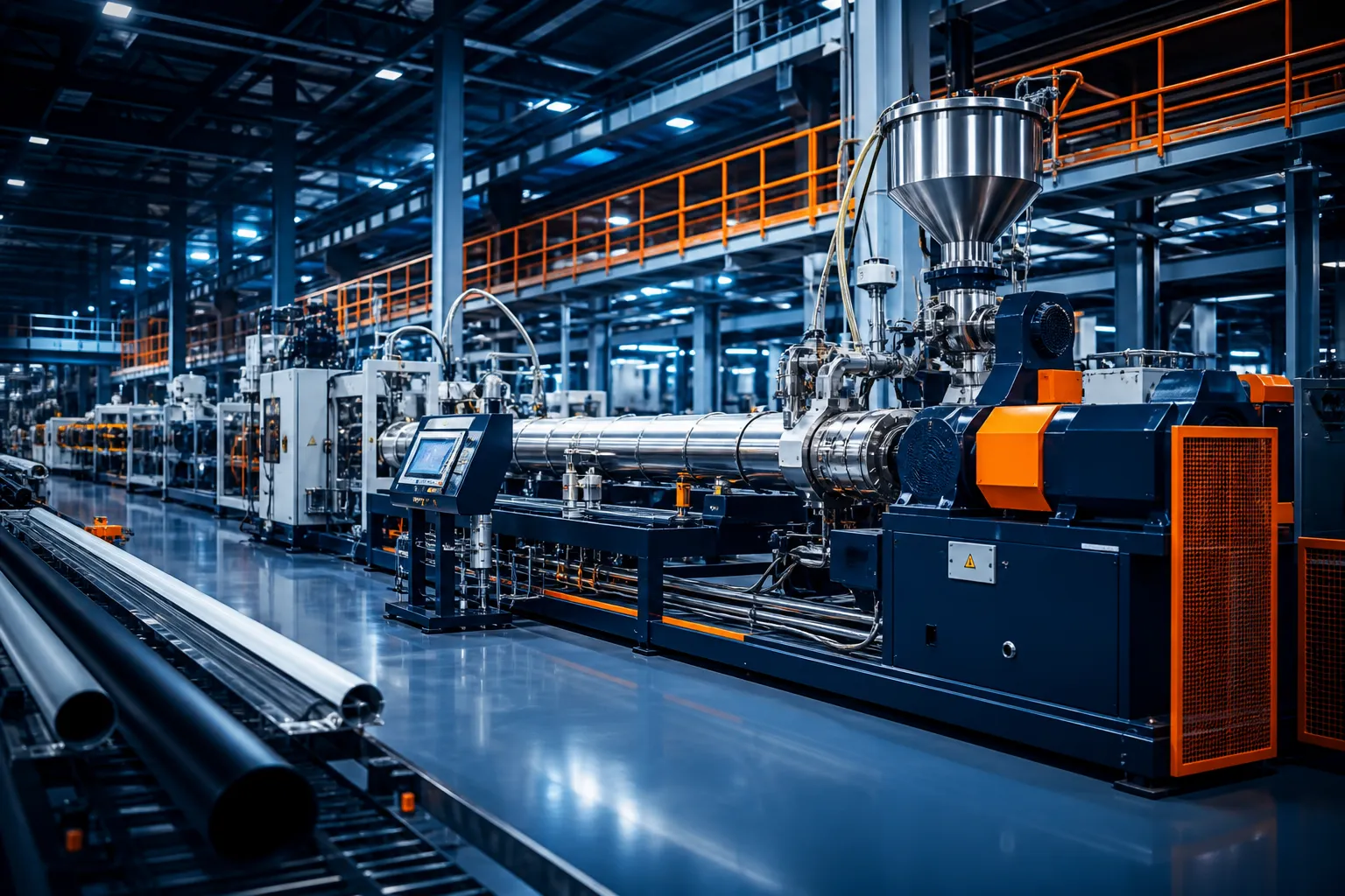 Modern polymer extrusion production line